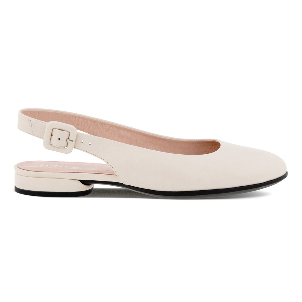 ECCO Womens Dress Shoes Beige - Anal Sling-Back Flats - AKW-320584